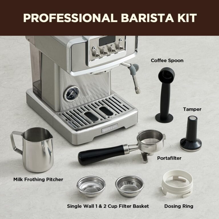Neretva Espresso Coffee Machine with Pressure Gauge, 15Bar Instant Heating Espresso Machine Beginner-Friendly Espresso Maker Stainless Steel for Home Barista, Latte Machine, Cappuccino Machine - Image 3