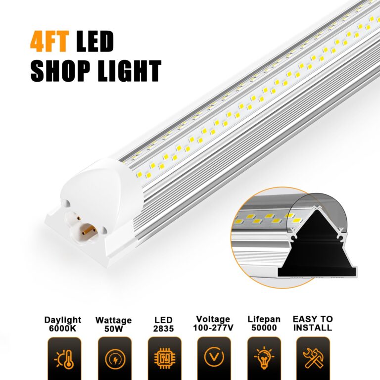 ONLYLUX LED Shop Light 4FT, 6000K 50W 7500LM, Linkable Utility Ceiling Light Fixture, 4 Foot T8 Integrated LED Tube Lights, V Shape High Output, Linkable with On/Off Switch (12 Pack) - Image 6