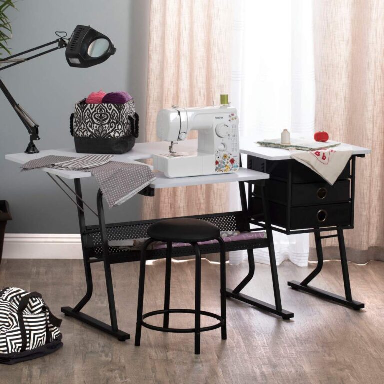 Sew Ready Eclipse Hobby Sewing Center Craft Table Sturdy Computer Desk with Drawers in Black/White, 13362 - Image 6