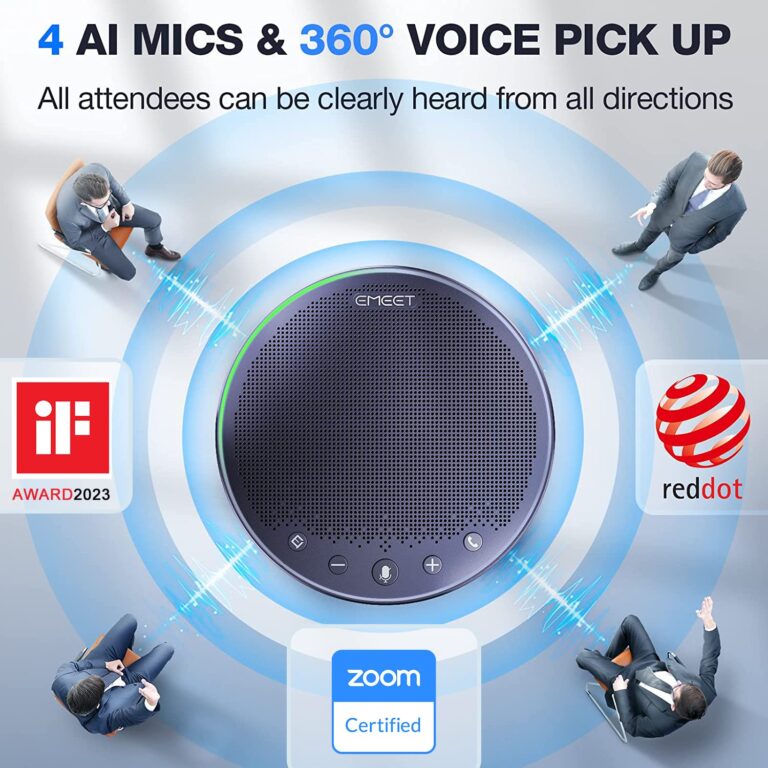 EMEET Bluetooth Speakerphone M3, Zoom Certified 4 AI Mics 360°Voice Pickup 18H Talk Time Conference Speaker and Microphone, USB/Bluetooth Conference Speaker w/Daisy Chain for 20 People for Zoom Teams - Image 9