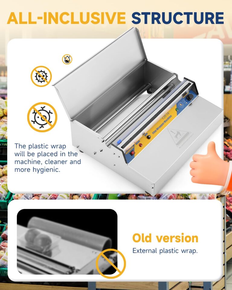 Hanchen Film Wrapper with Built-in heating plate, Film Wrapping Machine 110v US Plug Hand Wrapping Machine Heating Film Sealing for Food Fruit Tray Food Packaging in Supermarket, Fruit Shop, Hotel 18" - Image 4