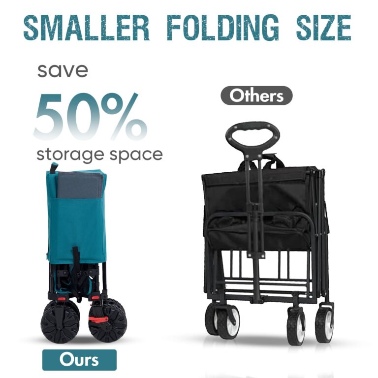 PORTAL 400L Large Capacity Collapsible Double Decker Wagon with Brakes, 450LB Heavy Duty Folding Cart with Tailgate, Foldable Utility Wagons for Camping, Beach, Garden, Sports, Shopping - Image 4