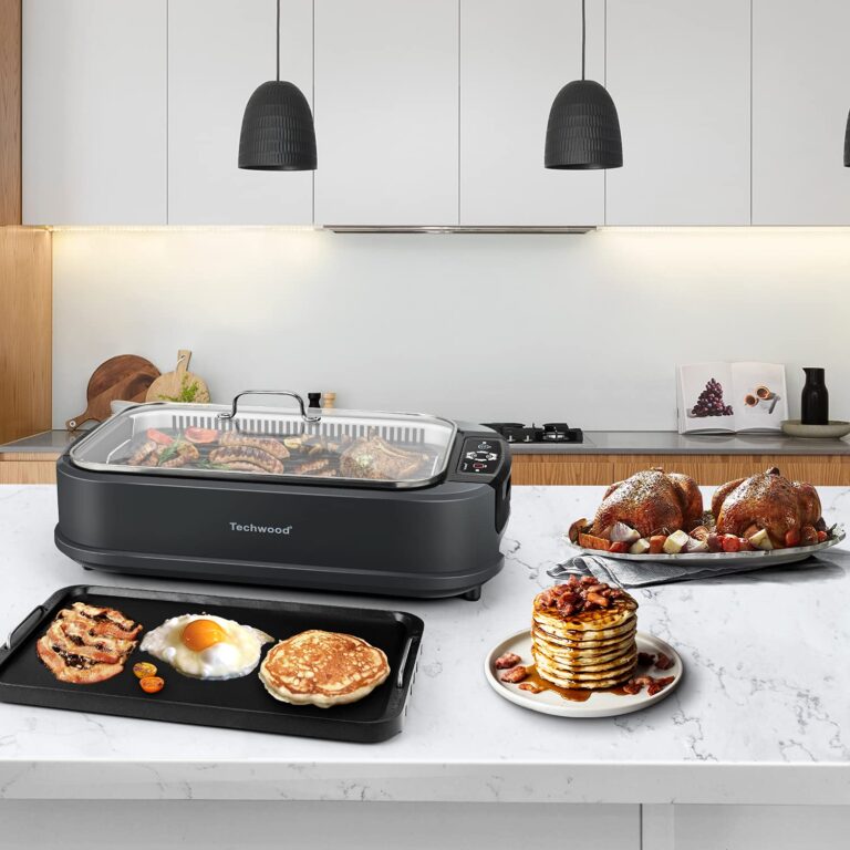 Indoor Smokeless Grill, Techwood 1500W Electric BBQ Grill with Temperature Control, Korean Grill Removable Grill & Griddle Plates, Tempered Glass Lid - Image 2