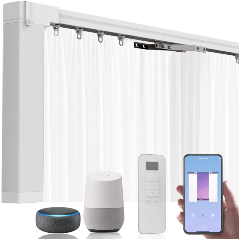 Quoya Smart Electric Curtain Track AT5810【Up to 7m (275inches)- Motorised and Adjustable 】, with Automated Rail Motor with App, Voice, Remote Control, Compatible with Alexa, Google and Siri