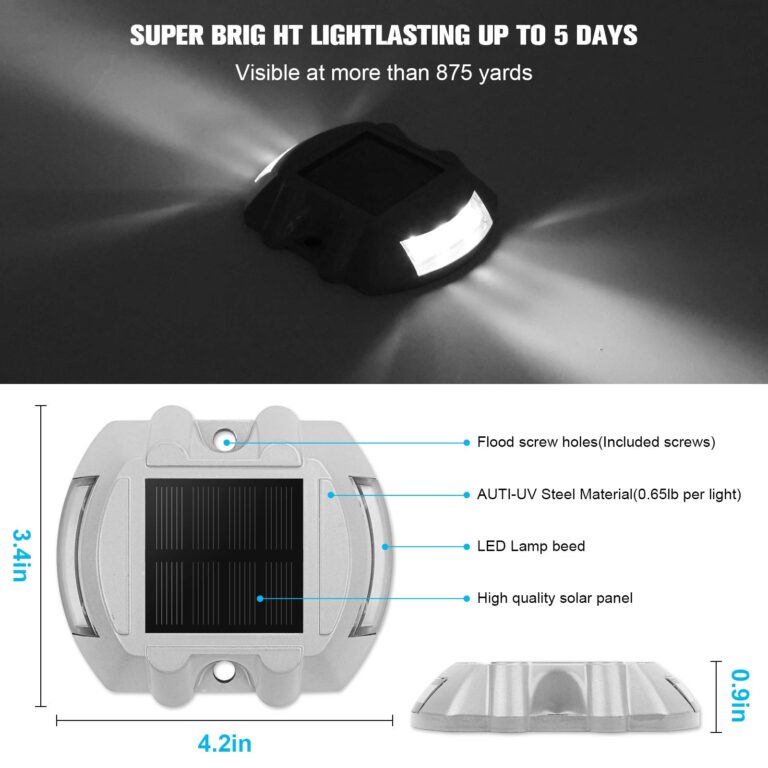 VOLISUN Solar Deck Lights Driveway Dock Lights, 16-Pack Led IP67 Waterproof Outdoor Warning Step Lights for Driveway Sidewalk Garden Pathway Yard(White) - Image 6