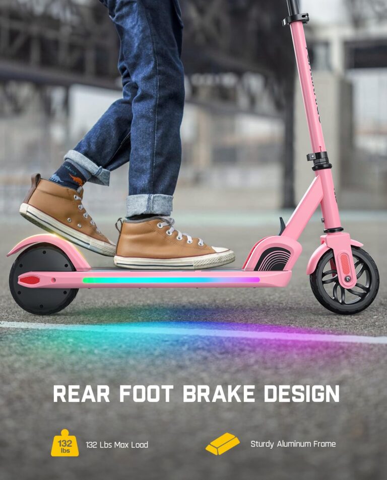 FanttikRide C9 Pro Electric Scooter for Kids 8-12, Adjustable Handlebar Height for Riders 3.9-5.2 ft, 132 lbs, Up to 40 min Continuous Time, 5 Miles Range, 3 Speed Mode 5/8/10 MPH, Pink - Image 4