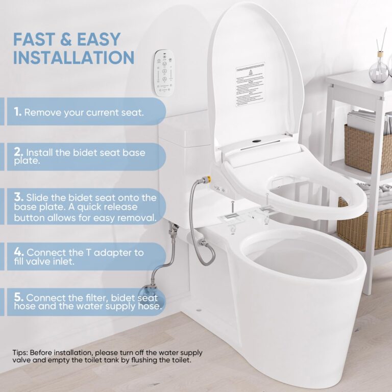 LEIVI Smart Bidet Toilet Seat with Wireless Remote and Side Panel, Multiple Spray Modes, Adjustable Heated Seat, Warm Water and Air Dryer, Auto LED Nightlight, Round - Image 7