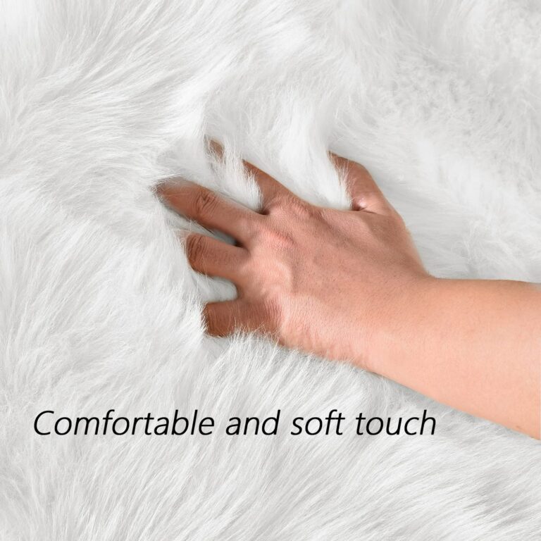 Latepis White Faux Fur Rug 8x10, Faux Fur Sheepskin Rug for Living Room, Fluffy Washable Fuzzy Carpet for Bedroom, Luxury Room Decor, Rectangle - Image 5