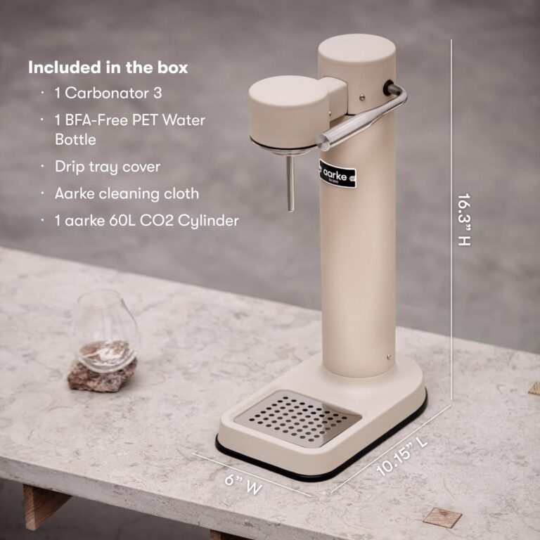 aarke Carbonator lll with CO2 Cylinder, Sparkling & Carbonation Water Machine, Stainless Steel with PET BPA-Free Reusable Bottle Volume 800 mL (Sand) - Image 5