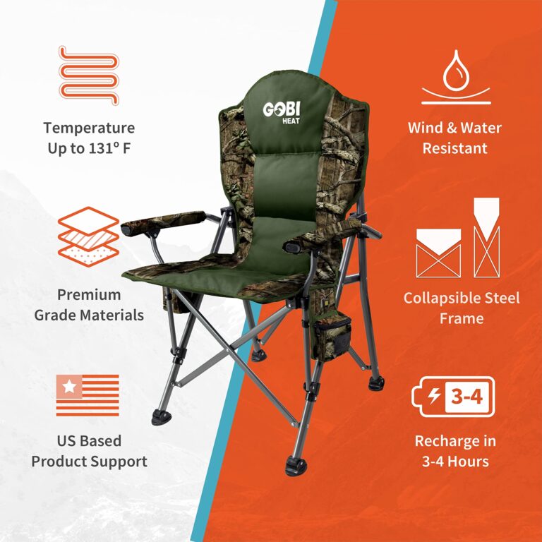 Gobi Heat - Terrain Portable Heated Camping Chair - Outdoor Folding Chair with Heated Filling - Winter Camping Essential - 3 Heat Settings (Mossy Oak® Camo) - Image 6