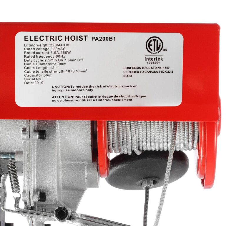 Partsam 440lbs Automatic Lift Electric Cable Hoist with Wireless Remote Control 120V Overhead Crane Garage Ceiling Pulley Winch w Towing Strap Sling, Electric Wire Rope Hoist, 38ft Lifting Height - Image 8