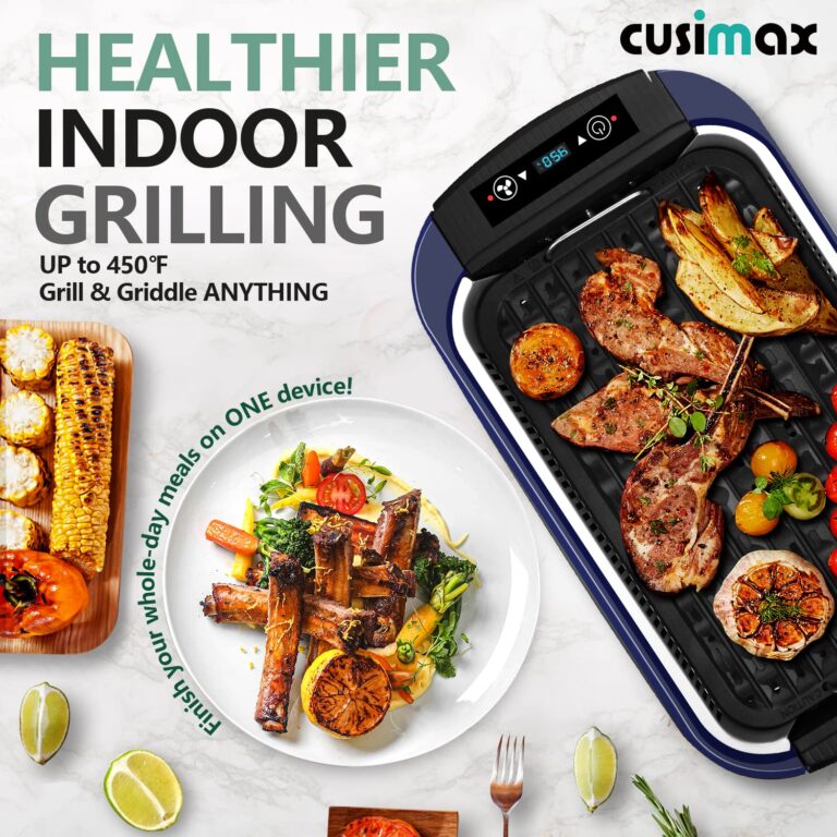 Smokeless Grill, CUSIMAX 1500W Indoor Grill, Electric Grill Griddle with LED Smart Display & Tempered Glass Lid, Portable Korean BBQ Grill, Non-stick Removable Grill & Griddle Plate - Image 3