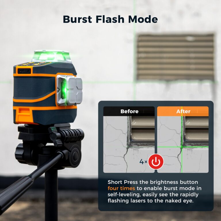 CIGMAN Laser Level CM-801 Laser Level Self Leveling 3x360°3D Green Cross Line for Decoration and Picture Hanging with Two Rechargeable Batteries, Remote Controller and Magnetic L-Shaped Bracket - Image 9