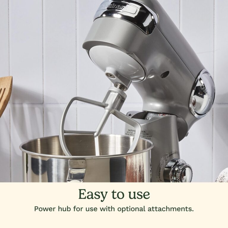 Cuisinart Stand Mixer, 12 Speeds, 5.5-Quart Mixing Bowl, Chef's Whisk, Flat Mixing Paddle, Dough Hook, and Splash Guard with Pour Spout, Silver Lining, SM-50BC, Silver Lining - Image 3