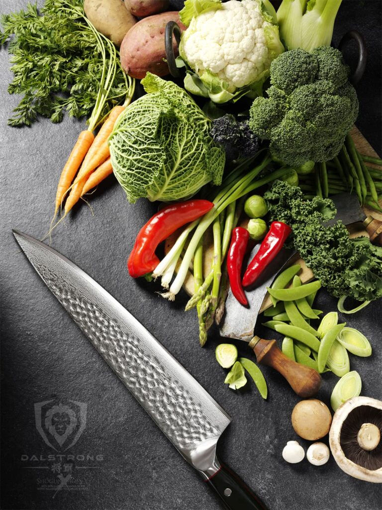 Dalstrong Chef Knife - 10.25 inch Blade - Shogun Series ELITE - Damascus - Japanese AUS-10V Super Steel - G10 Black Handle - Razor Sharp Kitchen Knife - Hammered Finish - Chef's Knife - Sheath - Image 2