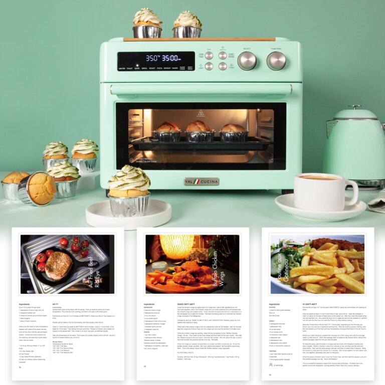 VAL CUCINA Retro Style Infrared Heating Air Fryer Toaster Oven, Extra Large Countertop Convection Oven 10-in-1 Combo, 6-Slice Toast, Enamel Baking Pan Easy Clean with Recipe Book, Green Color - Image 4