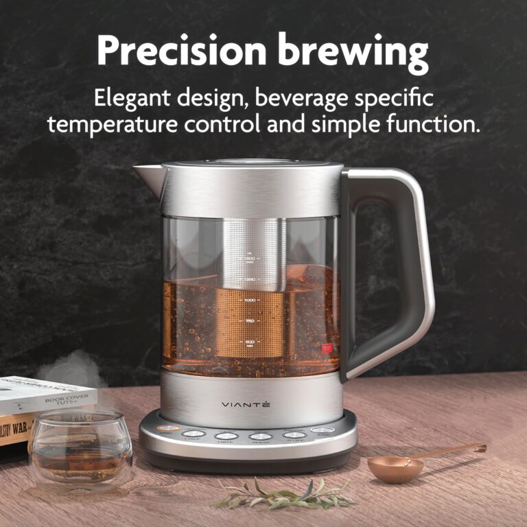 Vianté Electric Kettle With Infuser For Loose Leaf. Hot Tea Maker With Temperature Control And Automatic Shut Off. Tea Kettle With Brewing Programs. 1.5 Liters Capacity - Image 9