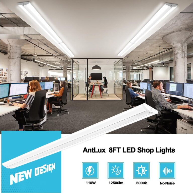 AntLux 110W 8FT LED Shop Lights Ultra Slim LED Wraparound, 12600LM, 5000K, 8 Foot Strip Light, Flush Mount Garage Office Warehouse Ceiling Lighting Fixture, 8 Foot Fluorescent Tube Replacement, 4 Pack - Image 2