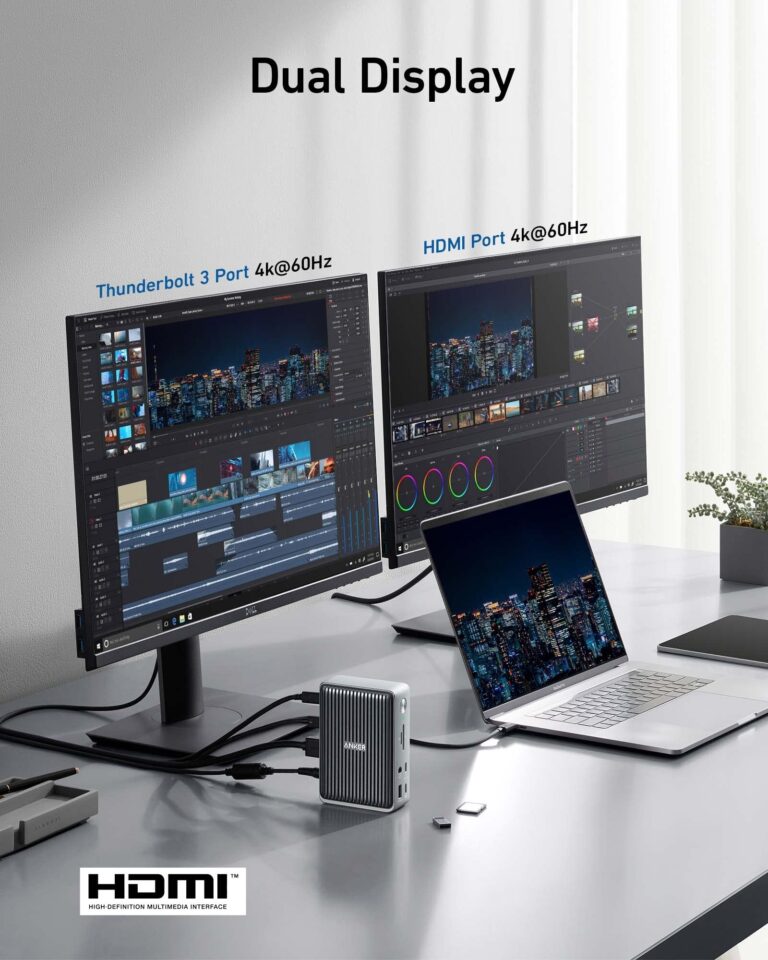 Anker 577 Docking Station (13-in-1, Thunderbolt 3) 85W Charging for Laptop, 18W for Phones, 4K Dual Display, 10 Gbps USB-C Data, Ethernet, Audio, SD 4.0 - Image 4