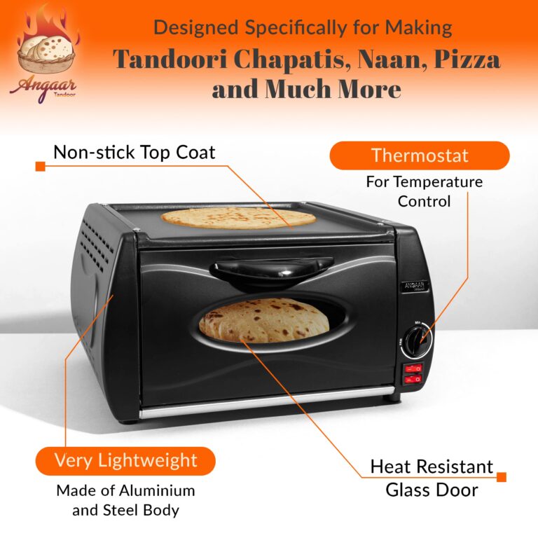 Mini Tandoor Oven Angaar Tandoor Electric Oven 4 Minute Pizza Maker - Table Top Pizza Oven, Tandoori Roti, Naan - Image 6
