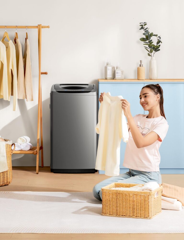 Comfee Portable Washing Machine, 0.9 cu.ft Compact Washer With LED Display, 5 Wash Cycles, 2 Built-in Rollers, Space Saving Full-Automatic Washer - Image 3