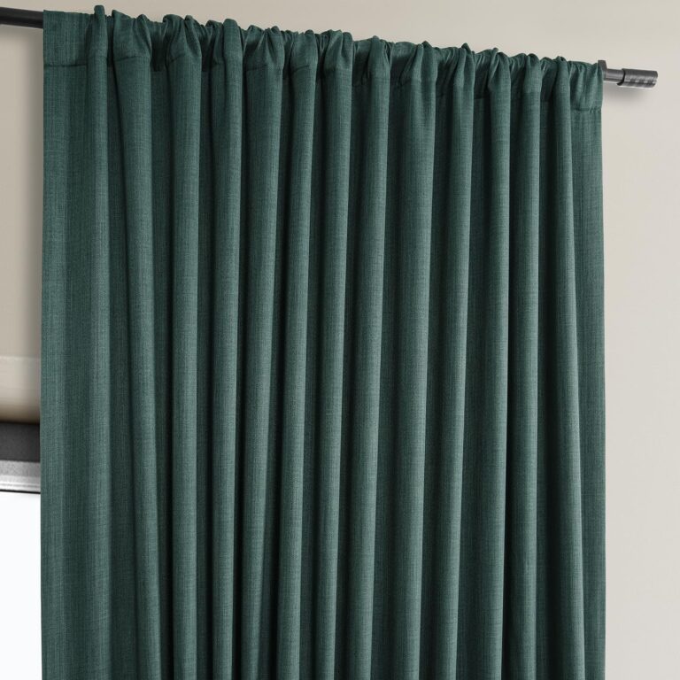 HPD Half Price Drapes - Faux Linen Curtains for Living Room (1 Panel) - 100W X 96L - Extra Wide Textured Room Darkening Curtains for Bedroom 96 Inches Long - Drapes for Home Decor, Slate Teal - Image 8