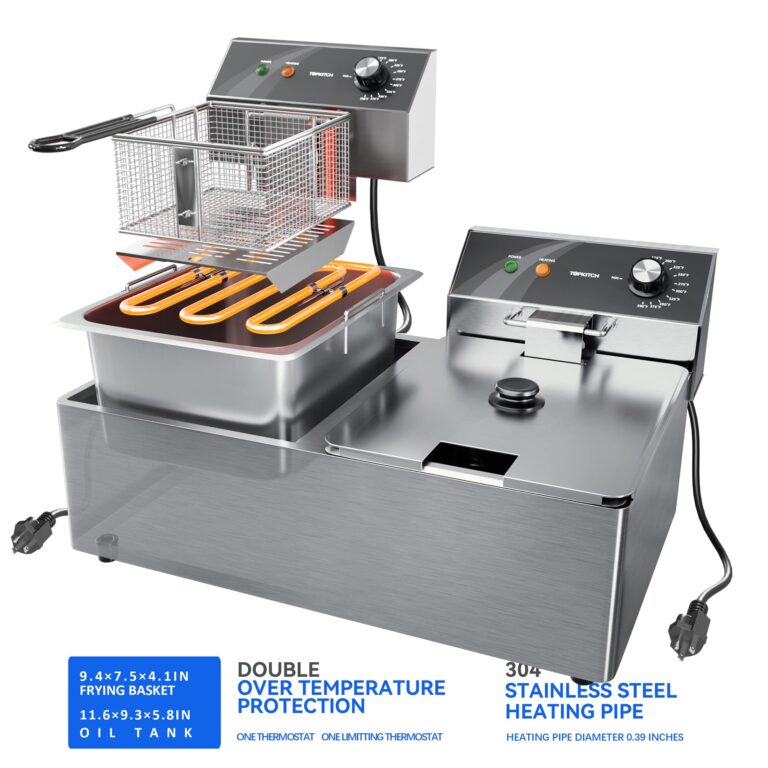 TOPKITCH Commercial Deep Fryer Stainless Steel Dual Tank Electric Deep Fryer with 2 Baskets Capacity 10L X 2(21.2QT) Electric Countertop Fryer for Restaurant and Home Use, 120V 3600W - Image 2