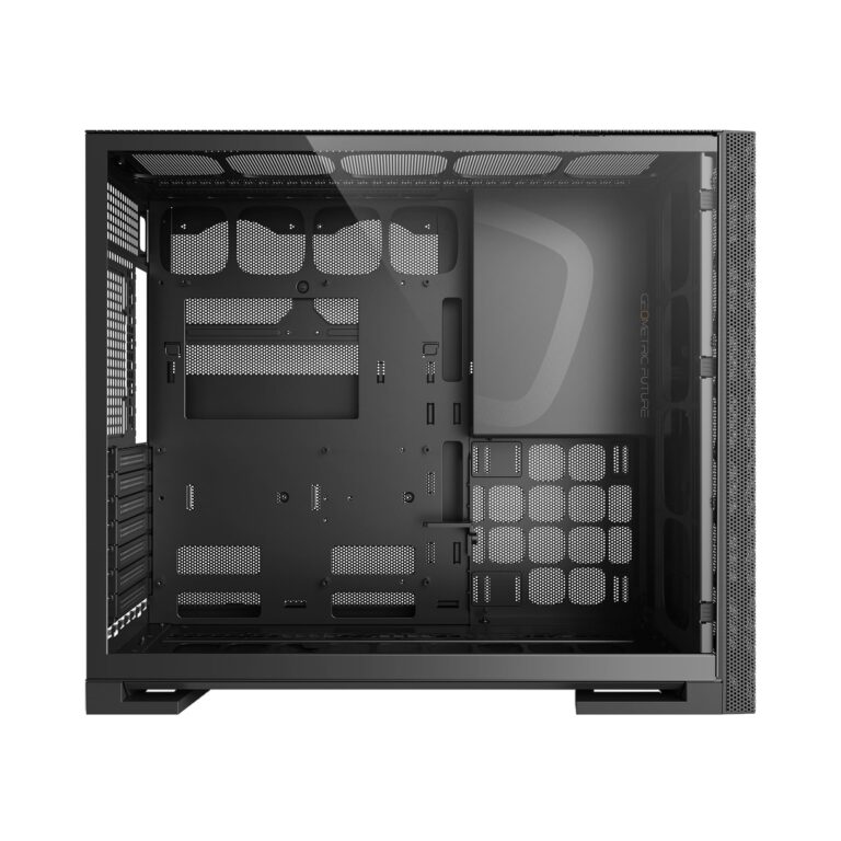 Geometric Future M5 Vent Mesh Panel Tempered Glass Mid Tower, E-ATX/ATX Gaming Case, High Airflow, 1.2mm Steel, Type C, Support 420/360 Radiator, ARGB PWM 140m fan x 5 Pre-Installed, Black, GEO-M5VF-B - Image 2