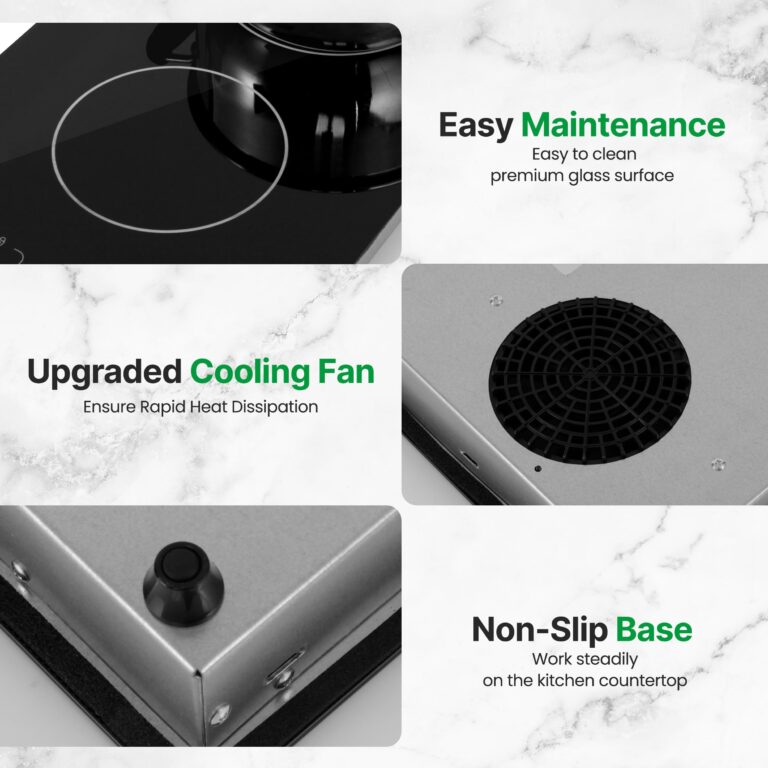 NutriChef Induction Cooktop 2 Burner, Electric Stove - Adjustable Temperature, Digital Touch Sensors, Stain-Resistant/Easy-to-Clean, Induction Hot Plate, 20 x 11 Inch - 1800 Watt - Image 3