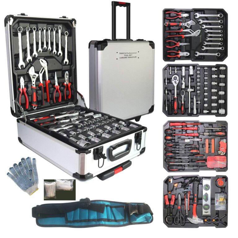 Tool Sets for Men, Tool Kit with Rolling, Complete Household Tool Set, Aluminum Trolley Case Tool Set,Tool kit as Gift on Father's Day