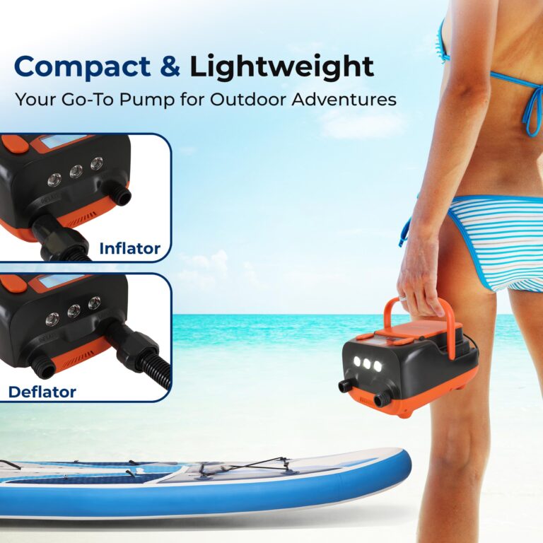 SereneLife Inflatable Paddle Board Pump Compressor - 16PSI High Pressure SUP Inflator - 12V DC Car Connector - Electric Air Pump for Paddle Boards, Boats, Rafts, Pool Toys - Deflation Function - Image 5