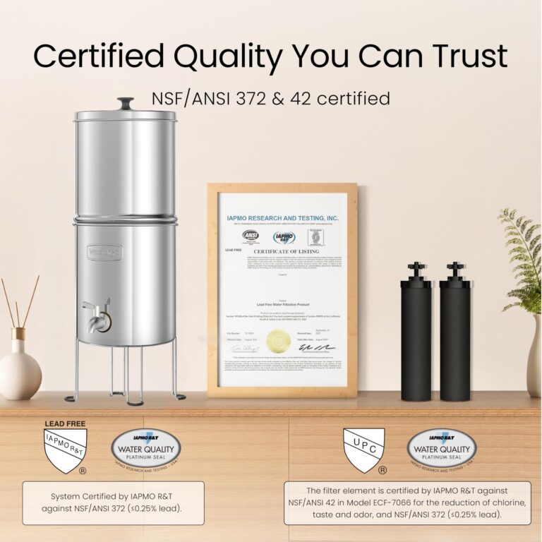 Waterdrop 1.5 Gallons Gravity-fed Water Filter System, NSF/ANSI 42&372 Standard, Stainless-Steel Travel System with 4 Filters, Metal Spigot and Stand, Reduces Up to 99% Chlorine-King Tank Series - Image 9