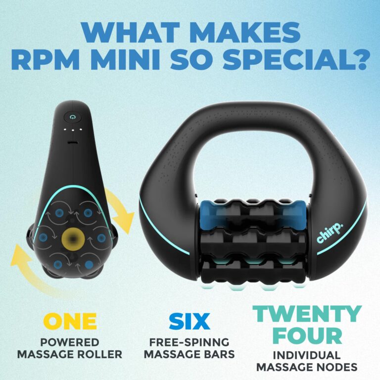 Chirp RPM Mini - Rolling Percussive Massager, Percussive Therapy, Whole Body Relief, Deep Tissue and Muscle Recovery, Percussion Massage, Rechargeable, Hands-Free Base, Powerful, 3-Speed Spin - Image 5