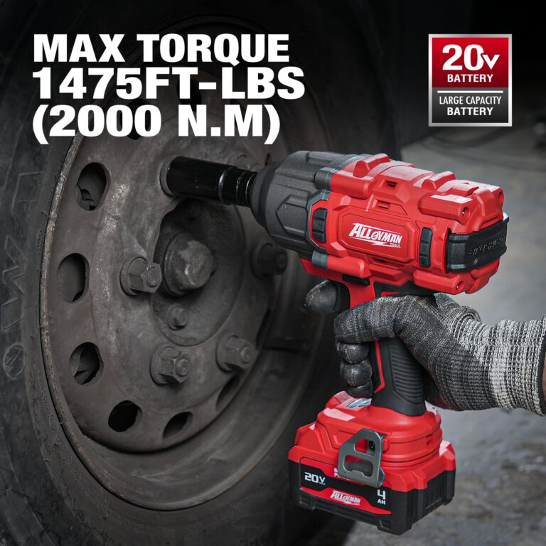 Alloyman Cordless Impact Wrench, 1475Ft-lbs (2000N.m) 1/2 High Torque Brushless Impact Gun, 20V Power Impact Driver, 4000mAh Battery,3 Sockets, Brushless Motor Variable Speeds for Car/Truck RV/Mower - Image 8