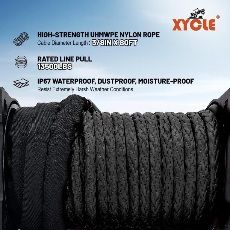 Winch 13500 lbs 12V Waterproof Electric Winch Synthetic Rope Electric Winch Towing Winch Boat Trailer Winch SUV 4-Wheel Drive Off-Road Vehicle with Remote Control 3/8 Synthetic Rope (Dark-Gray) - Image 4