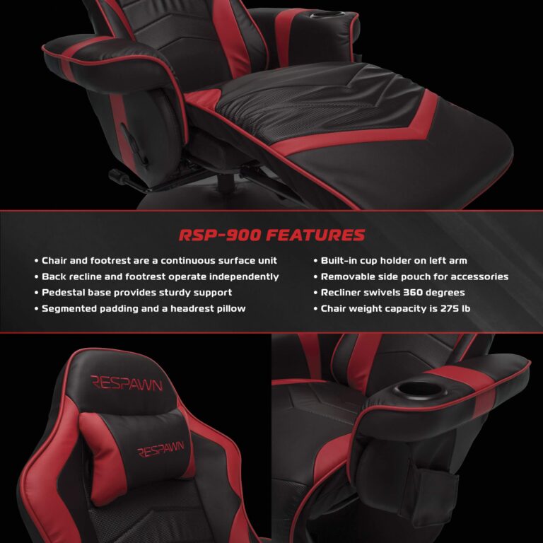 RESPAWN 900 Gaming Recliner - Video Games Console Recliner Chair, Computer Recliner, Adjustable Leg Rest and Recline, Recliner with Cupholder, Reclining Gaming Chair with Footrest - Red - Image 3