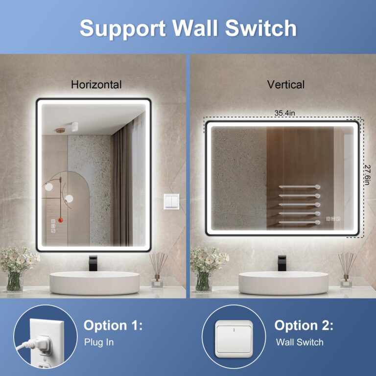 STARLEAD 28"x36" LED-Bathroom-Mirror-with-Lights, Wall-Mounted with Bluetooth, Anti-Fog, 3 Color Temperature Dimmable Brightness, Waterproof, Tempered Glass, Frontlit & Backlit, Black Frameless - Image 2