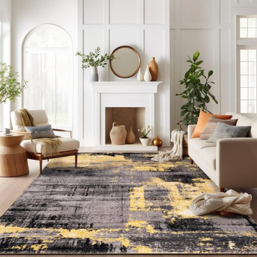 Rugshop Modern Abstract Design Non Shedding Soft Ideal for Living Room,Bedroom,Kitchen Area Rug 7' 10" x 10' Yellow