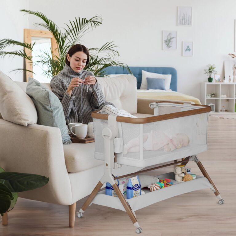 STARMONS Bassinet Bedside Sleeper, Rocking Bassinet for Baby, 3 in 1 Crib with 6 Adjustable Height,Breathable Mesh and Lockable Wheels, Baby Must Haves for Newborns - Image 3