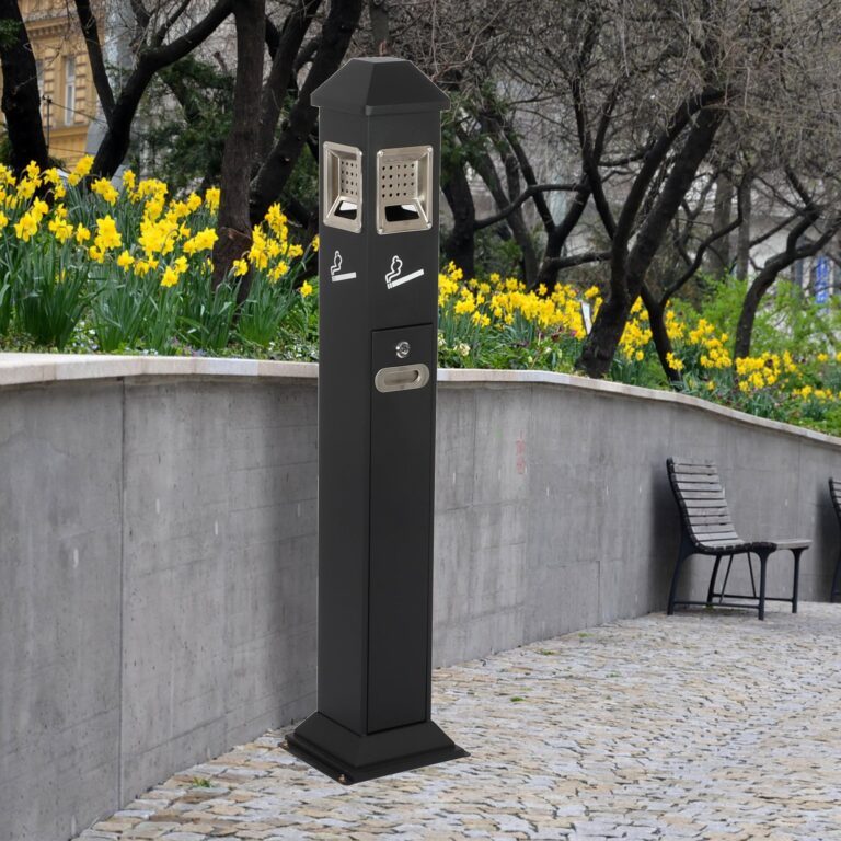 lukar Commercial Butt Receptacles Metal Butt Container Heavy Duty Ash Disposal Outdoor Vertical Trash Can for Patios Gardens Hotels Pubs Offices(Black) - Image 3