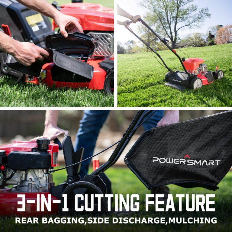 PowerSmart Lawn Mower Gas Powered, 17-Inch 144cc Engine 3-in-1 Walk-Behind Push Lawn Mower, Oil Included - Image 8