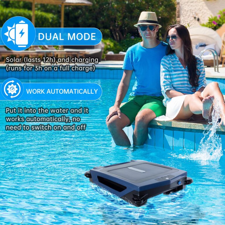 BEAUGATHER Pool Surface Cleaner Robot with Solar and Rechargeable Dual Mode, Cordless Robotic Pool Cleaner, Smart Pool Skimmer Basket, Automatic Pool Vacuum Cleaner with Auto-Escape and Auto-Turn - Image 6