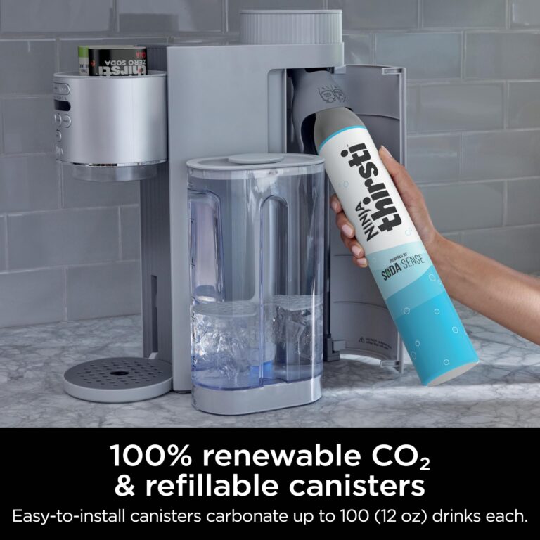 Ninja Thirsti Max Custom Hydration System, Soda Maker, Sparkling Water Maker, Custom Still & Sparkling Drinks, Compact Design, With 60L CO₂ Cylinder & Flavored Water Drops, Silver WC2002 - Image 6