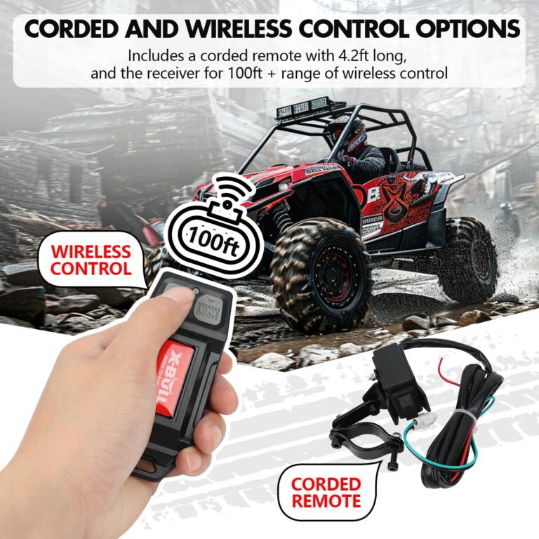 X-BULL New 6000LBS IP68 Waterproof Electric Winch Boat Trailer Winch with 2 in 1 Wireless Remote Synthetic Rope 1/4 in x49.8ft Hook Automatic Braking Powersports Off Road - Image 3