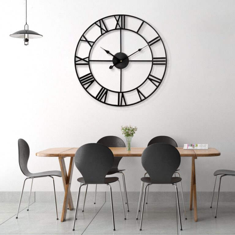 1st owned Large Wall Clock Metal Retro Roman Numeral Clock, Modern Round Wall Clocks Almost Silent, Easy to Read for Living Room/Home/Kitchen/Bedroom/Office/School Decor (Black, 40 Inch) - Image 4