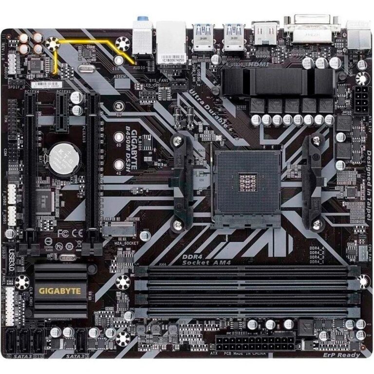 Gigabyte B450M DS3H (AMD Ryzen AM4/Micro ATX/M.2/HMDI/DVI/USB 3.1/DDR4/Motherboard) - Image 3
