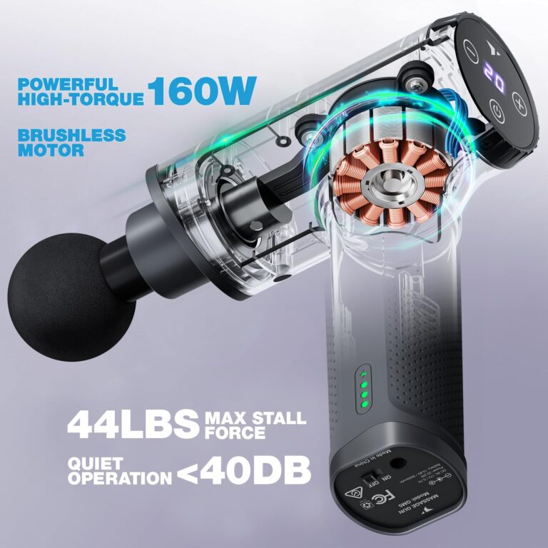 Turonic Professional Handheld Massage Gun - Deep Tissue Percussion Massager, 20 Speeds, 7 Heads, Quiet, Powerful, Portable, Cordless, Great for Athletes, Personal Use, Shoulder, Foot, Back Body, GM5 - Image 8