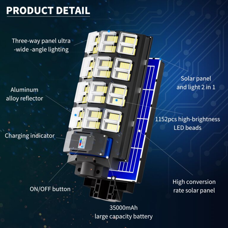 Jadisi 3-Pack 6800W Solar Street Light-240000LM IP67 Waterproof, Dusk to Dawn, Solar Street Lights Outdoor, with Motion Sensor Remote Control, and Wide Angle Lamp, Solar Parking lot Lights - Image 4