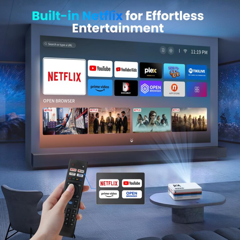 [Netflix Officially/Dolby Audio] FUDONI Smart Projector with WiFi and Bluetooth 4K, Auto Keystone& Electric Focus, 800ANSI Outdoor Projector with Apps, Built-in Netflix/YouTube/Prime Video - Image 9