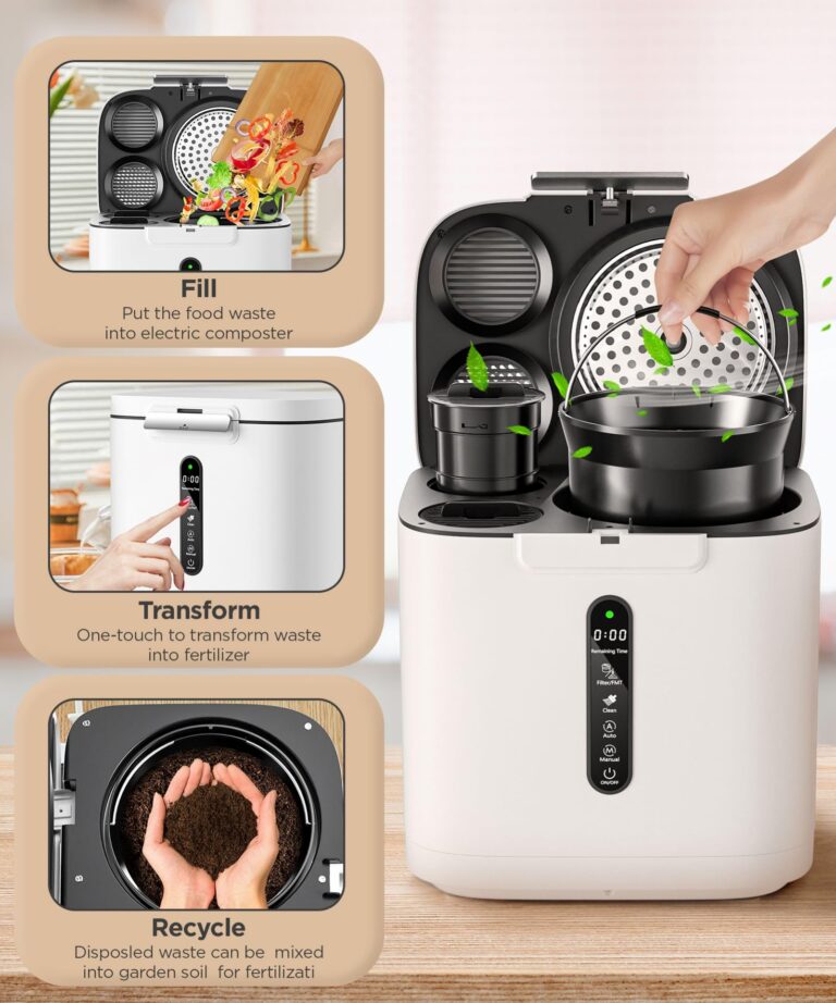 Electric Composter for Kitchen, 4L Compost Bin, Odorless Indoor Composter，Efficient with Zero Odor Carbon Filter, Kitchen Composter，Turns Waste Into Dry Fertilizer, Easy to Use Compost Bin. - Image 3